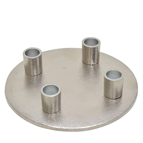 EGLO LIVING Kerzenhalter Jellicoe, eleganter Kerzenständer für 4 Stabkerzen, runder Stabkerzenhalter aus Metall in Nickel, Tischdeko Weihnachten Handmade, Ø 20 cm Cover