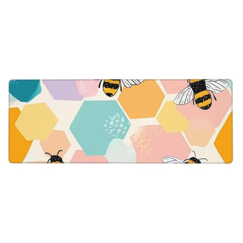 Tapis de souris antidérapant 80x30 cm à motif nid d'abeille pour précis