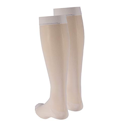 Image of Truform Compression 15-20 Mmhg Sheer Knee High Stocking, X-Large (Pack of 2), Ivory