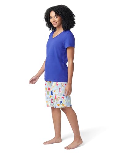 Image of HUE Women's Summer Vacation Pajama Separates, Soft, Whimsical Print Pjs with Tropical Beach Themes, Flip Flops, Cocktails