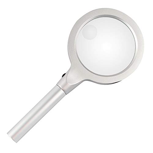 Lupa de Mano con Luz Led - 2 Lupas con Luz LED 5X 10X, Lupa de Mano Portátil paraLectura,Inspección,Observar Joyas,Manualidades - Con Paño de Lente y Bolsa de Almacenamiento