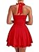 Kaximil Women's Sexy Halter Ruffle Hem Mini Dress Ruched Waist Corset Short Party Dresses, X-Large, Red