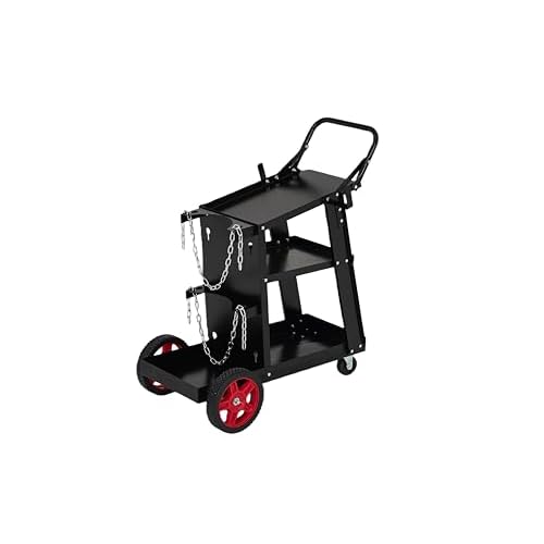 Welder Cart, Heavy Duty Welding Cart with Safety Chains and Cylinder Slots for Mig/Tig Welder and Plasma Cutter, Regular