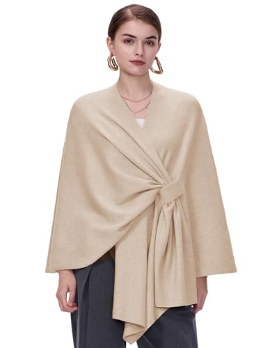FUGREEN Shawl Wraps for Women Large Warm Cross Front Poncho Sweater Elegant Wedding Travel Shawls Cape for Fall Winter Spring