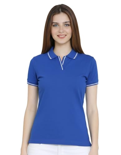 Image of Scott International Women's Cotton Polo T-Shirt | Half Sleeve Plain Collar Tee | Stylish Casual Top | Plain T-Shirt for Girls | Workwear for Office & Casual Wear