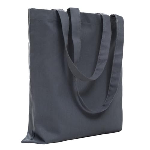 POLHIM® Robuster Stoffbeutel Grau 220g/m² (2 Stück) - Schwere Baumwolltasche mit langen Henkeln - Extra Stabile Graue Einkaufstasche im 2er Pack, 38x42 cm