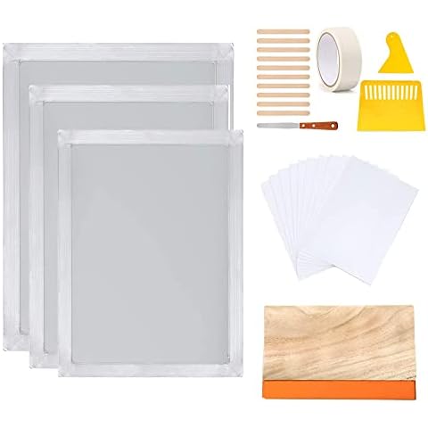 33 kits de iniciación de impresión de pantalla, 6 x 10 pulgadas, 8 x 12 pulgadas, marco de impresión de pantalla de aluminio de seda de 10 x 14 pulgadas, (juego de 33 unidades) thumbnail