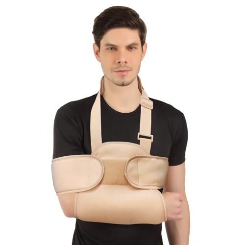 Flamingo Universal Shoulder Immobilizer With Shoulder Support & Arm Sling | Comfortable and Secure Shoulder Brace for Men & Women | Beige | XX-Large