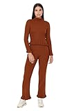 Trendyol Conjunto de Dos Piezas de suéter de Punto Fino Liso para Mujer coordinado, marrón, S (Pack de 2)
