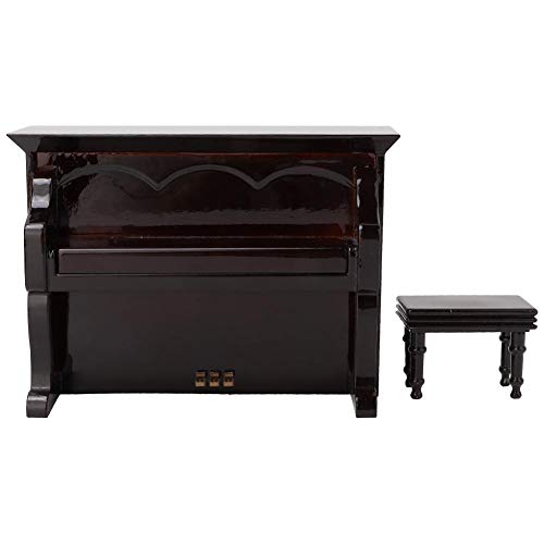 NITRIP Instrument Ornaments Musical Model, Mini Piano Brown Miniature Piano, Musical Instrument Model Exquisite Craft Office for Home