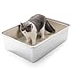 Yangbaga Edelstahl Katzentoilette, Katzenklo in 70x50x20cm, Robuste Katzentoilette, Nicht Leicht Zu Verzerren, Kaninchentoilette, Toilette Für Großes Häschen Und Große Katze (Silber)