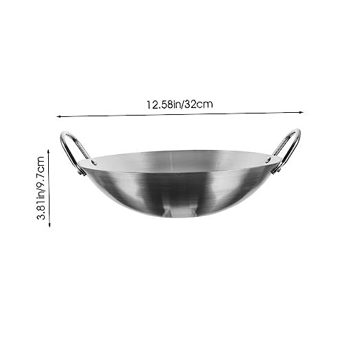 Wok de acero inoxidable con doble asa para cocina miniatura 2