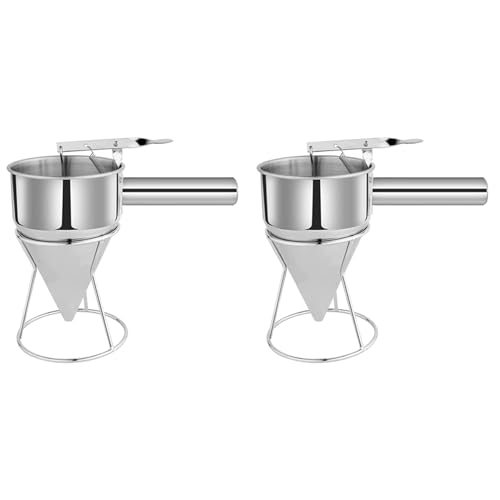 2X Dispenser per Pastella per Pancake Nel Acciaio Inossidabile per Imbuto E Strumento di Cottura per Torte Cupcakes Al Forno