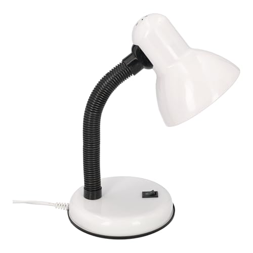 Jandei - Lámpara de mesa flexible de metal, E27, Blanca, Máx 240V, Flexo, Brazo flexible tipo Cisne, Pantalla Metálica, Escritorio sin Bombilla, para leer, Trabajar, Estudiar, Vintage