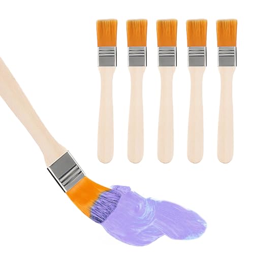 5 Piezas Pinceles Pintura Acrilica, 13,5 cm Brochas Plana de Pintura con Mango, para Pintura Tintes Barnices Pintura de Óleo Acrílico Acuarela