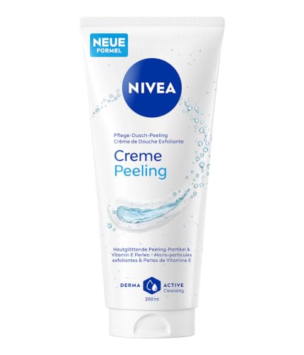 NIVEA Pflege-Dusche Creme Peeling (200 ml) pflegendes Körperpeeling mit feinen Peelingpartikeln und Vitamin E Body Scrub für ein geglättetes und seidiges Hautgefühl