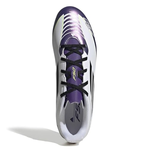 Image of Adidas x Messi Unisex Adult F50 Club FxG Messi Football Shoes Synthetic Upper with Leather Forefoot /Firm Ground Outsole All Season, 12 UK, White
