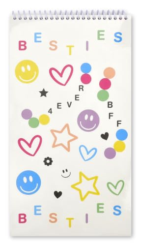 Image of iscream Fold and Send Girls Stationery Note Card Pad with Seals - Besties | 40 Pack, Cute Design, Spiral Bound, Large 10.5 inch x 5.75 inch Cards, Coordinating Sticker Sheets, Fold and Send, Summer Camp Ready