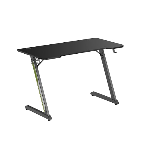 Image of JIN OFFICE Premium Gaming Desk Z-Shaped Legs | Computer Table with Carbon Fibre Top| 75 kg Wt. Cap | Headphone Hook & Cup Holder| 1 Year Warranty (1200 * 600 * 750mm)
