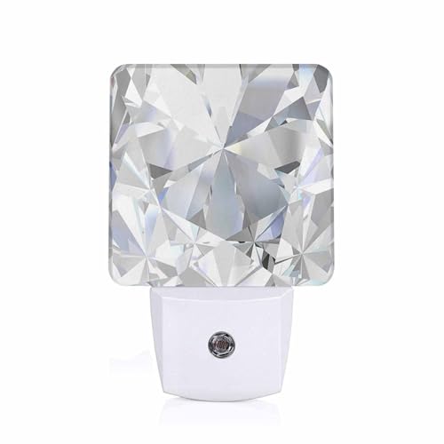 Image of LED Night Light,Diamond Texture Close Up LED Night Light Plug into Wall with Dusk to Dawn Light Sensor White Energy Efficient Nightlight for Bedroom Bathroom Hallway Living Room Kitchen
