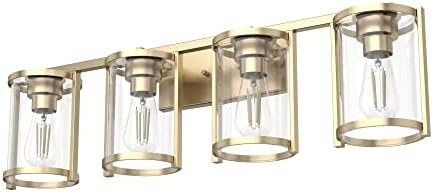 Hunter - Astwood 4-Light Alturas Gold, Medium Size Vanity Light, Dimmable, Caged Style, for Bedrooms, Kitchens, Foyers, Bathrooms - 48011