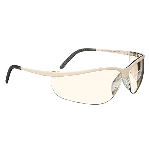 3M Safety Glasses, Metaliks, ANSI Z87, Indoor/Outdoor, Clear Mirror Lens, Brushed Nickel Frame, Adjustable Bridge