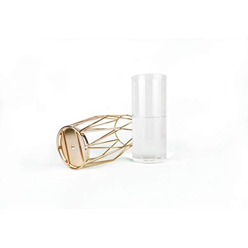 FSyueyun Gold Flower Glass Vases for Centerpieces with Premium Metal Rack, Modern Large Vases Home Decor Living Room or Wedding Centerpiece (8.7 Inches Tall) Gold 8.7 Inch