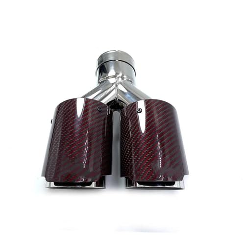 Tubo de escape silencioso universal de doble salida coche con puntas carbono rojo 63mm 76mm