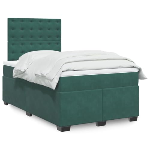 qohoio Cama Box Spring con colchón Bed Frame Cama con colchon somier Mueble Cama Estructura Cama Terciopelo Verde Oscuro 120x200 cm - 3290897