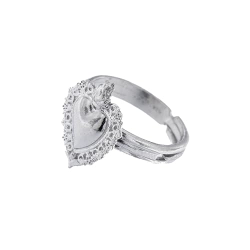 Bague réglable coeur votif en argent 925 massif pour femme