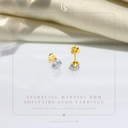 Image of HIGHSPARK 925 Silver inchSparkling Martini inch Solitaire Earrings | 92.5 Sterling Silver and Diamond like Brilliance Sparkling Zirconia | Lovely Gift