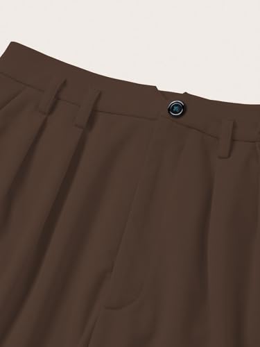 Image of Shasmi Women's High Waist Pleated Straight Leg Trousers - Elegant Solid Color Work Pants with Pockets, Casual Office Wear Polyester Blend Wide Leg Suit Pants (Trouser 235)