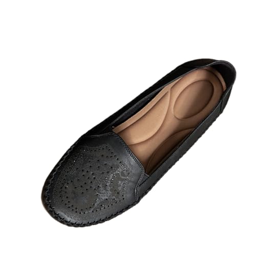 Image of Loafers for Women Leather Business Casual Shoes Comfortable Lightweight Penny Loafers Slip On Work Flats Moccasins Driving Boat Shoes