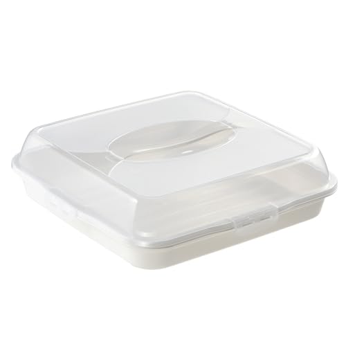 KADAX - Boîte à gâteau avec couvercle, récipient à gâteau en plastique, boîte de transport avec poignée, moule à pain pour gâteau et muffin, rectangulaire, boîte alimentaire (Blanc)