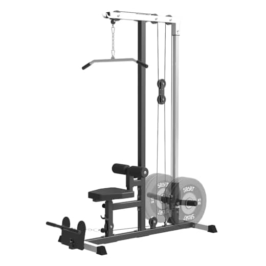 SPART LAT Tower, LAT Pull Down and Low Row Cable Machine with Flip Up Footplate, Heavy Duty Upper Body Machine with High and Low Pulley Station, Home Gym Fitness Equipment