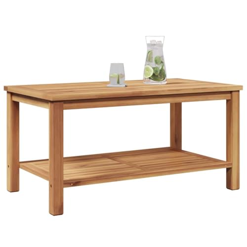 vidaXL Table Basse Marron 90 x 50 x 45 cm Bois de Teck Solide, Table Basse Alfresco, Meuble d’extérieur Moderne pour se détendre, Rangement, Design Minimaliste pour...
