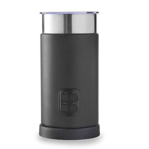 MisterChef Large 500W Automatic Milk Frother & Warmer – 4 Modes Hot & Cold Milk Frothing – 300ml Heating / 150ml Frothing Capacity – Silent Functionality – Extra Whisks – Chrome Black