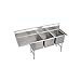 Elkay SSP 3C18X24-L-18X 12" Standard 78 1/2"L Three (18" X 24") Compartment Sink w/Left 18" Drainboards
