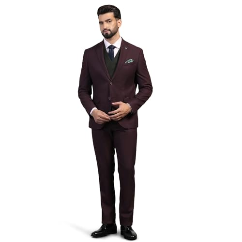 Image of Blackberrys Men Poly-Blend Textured Slim Fit Blue Suit