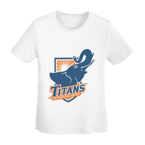 Cal State Fullerton Titans House Flag Women's T-Shirt, Cotton Short-Sleeved T-Shirt, Crew Neck4