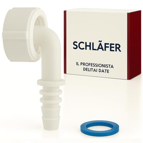 Schläfer 655813 | Raccordo a Gomito 1'con curva 90 gradi per Scarico Condensa per Sifone a incasso, Compatibile con Scarico Asciugatrice, Condizionatori, Deumidificatori, Tubo Portagomma Ø 8-17 m
