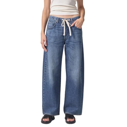 Women Wide Leg High Rise Jeans Boyfriend Drawstring Tie Waist Long Trouser Baggy Y2K Denim Pants