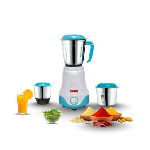 Image of Jaia J-7 Mixer Grinder 500-Watt Mixer Grinder with 3 Jars Liquidizing Wet Grinding and Chutney Jar Stainless Steel blades 1 Year Warranty (Color- CDGreen))