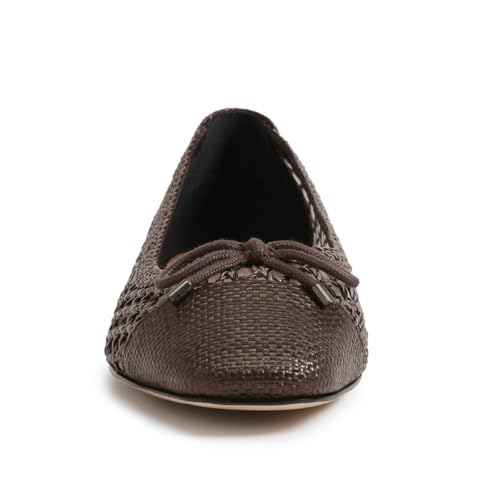 Tang'scuisins Women Cute BowMesh Slip on Ballet Flats Closed Square Toe Pumps Braid Casual Outdoor Daily Event Shoes Size 4-16 US3