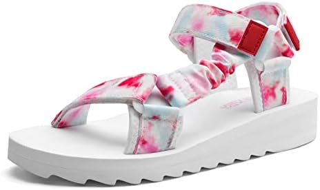DREAM PAIRS Womens Comfortable Hiking Sandal Sport Walking Summer Beach Outdoor Light Weight Water Sandals Sdsa224w, Red/White - 8