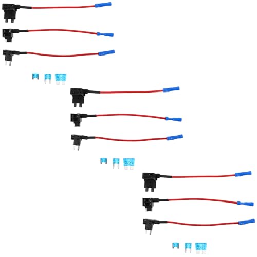 Adaptador de fusibles para coche de 9 piezas formato perfil bajo de 12v y 15a