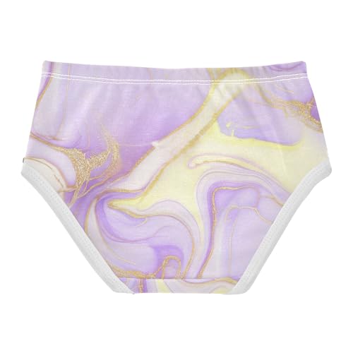 Purple Marble Elegant Gold Veins Little Girl Panties Toddlers Underwear Floral Cotton Animal Underpants Briefs 2t2