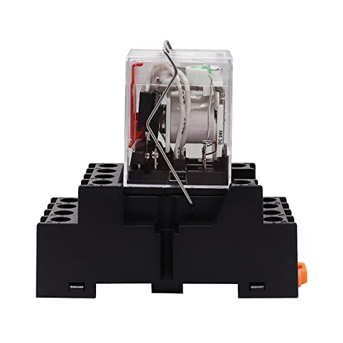 TWTADE/AC 12V Relay 5A Electromagnetic Power Coil Relay 14 Pins 4PDT 4NO+4NC HH54P MY4J with Indicator Light & Socket Base -YJ4N-GS