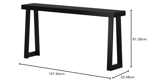 Image of Plank+Beam Modern Solid Wood Console Table, 66 Inch, Sofa Table, Narrow Entryway Table for Hallway, Behind The Couch, Living Room, Foyer, Easy Assembly, Black