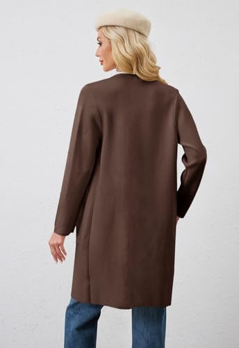 Image of Alaster Queen Women's Open Front Knit Long Fall Sweater Cardigan Coatigan | Long Sleeve,Wide Lapel Neck,Soft Knit Sweater Fabric,Two Patch Pockets,Outerwear Jacket,Work,Daily Wear,2026 Trendy Lady Coat